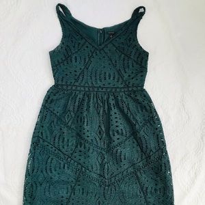 Ann Taylor Forest Green Lace Midi Dress, Size 4